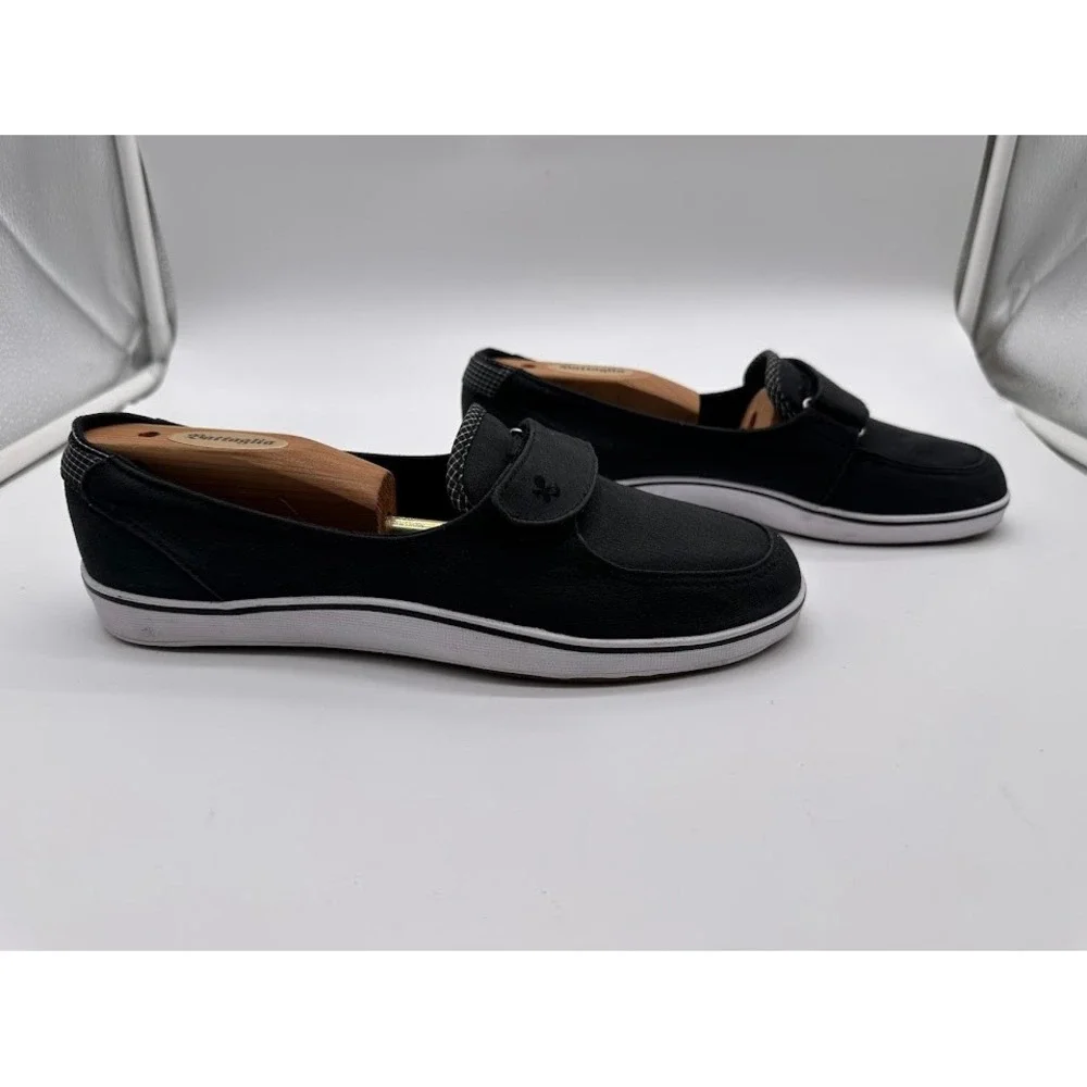 Grasshoppers Janey Black Canvas Boat Shoes Slip On Sneakers EF37412 Womens 8W